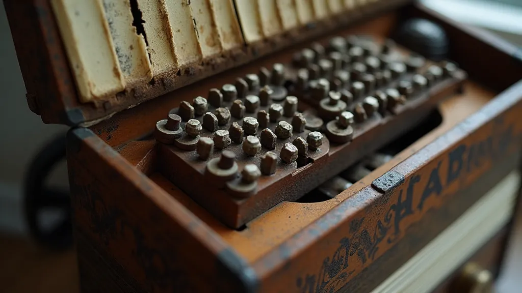 Antique accordion detailing bellows construction