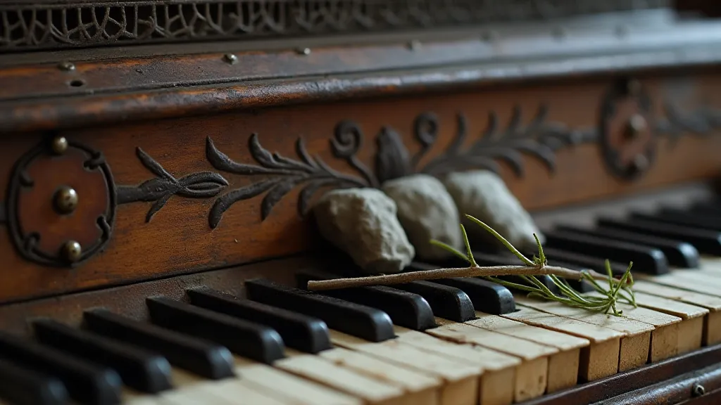 Antique accordion with Juniper needle