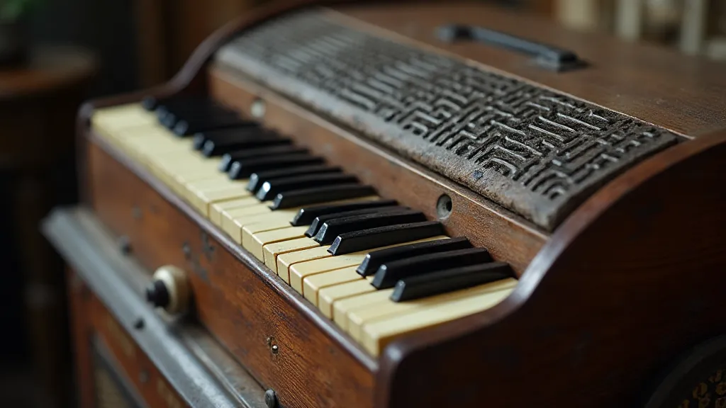 Antique accordion close-up