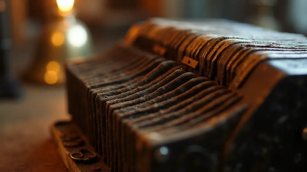 Antique accordion bellows with intricate pleats