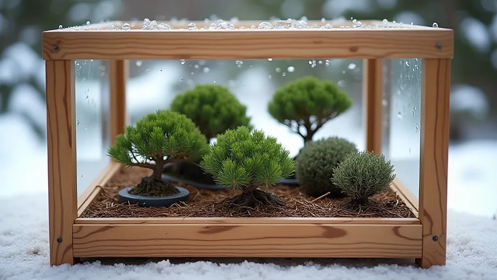 Juniper bonsai in a cold frame
