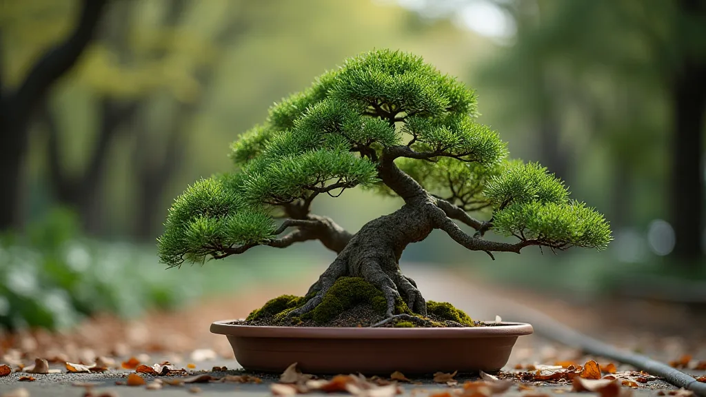 Autumnal view of a juniper bonsai