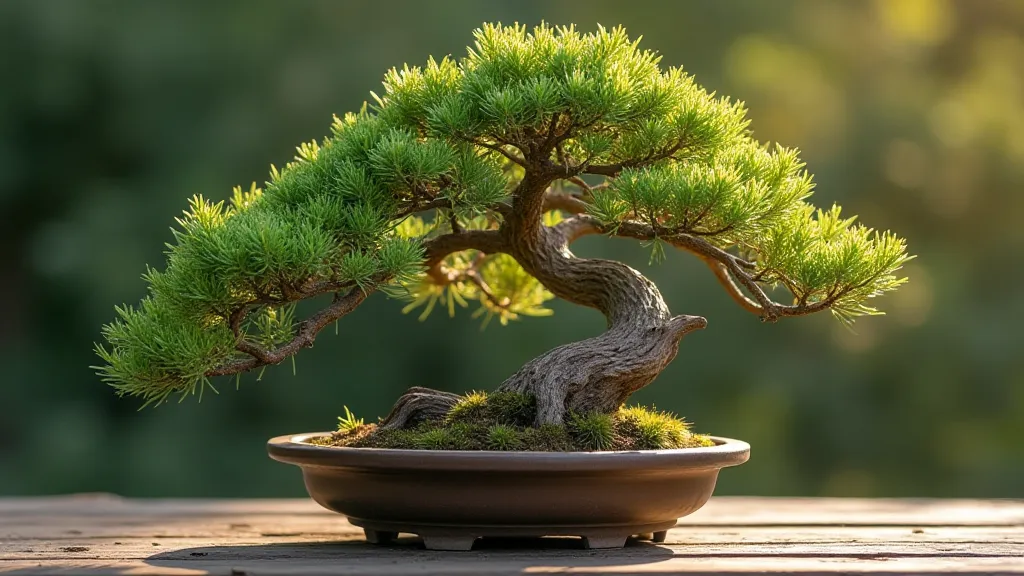 Juniper bonsai styled to resemble a windswept tree