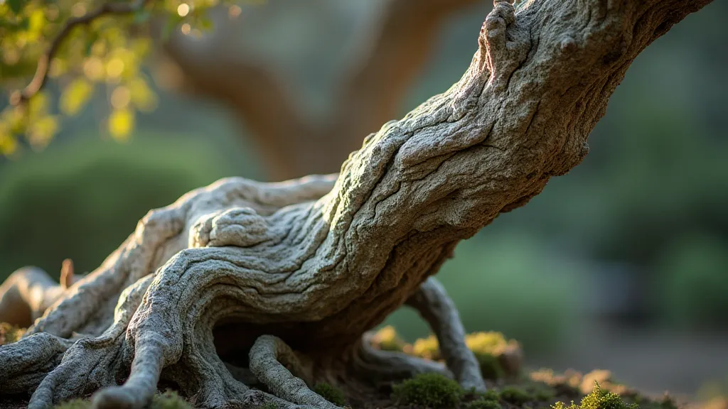 Close-up of a juniper bonsai trunk