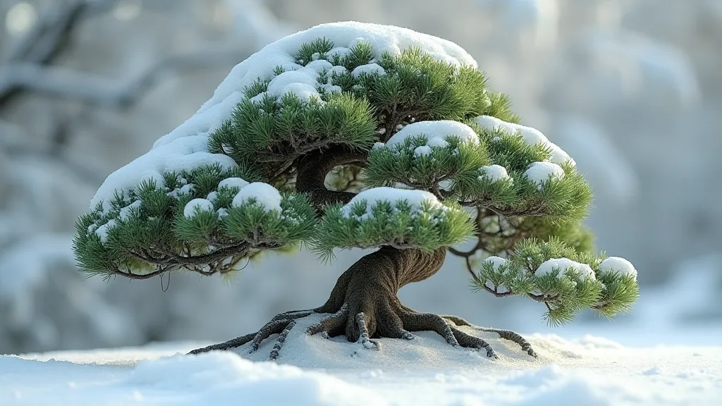 Juniper bonsai protected from winter conditions