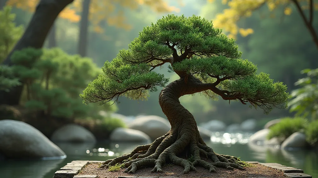 A mature and healthy juniper bonsai