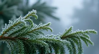 Winter's Requiem: A Juniper's Resilience in Frost's Embrace